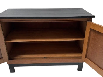 Art Deco Modernist Sideboard or credenza with Black Lacquered Top, 1930s